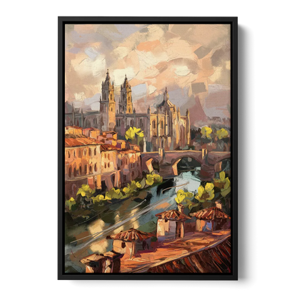 Toledo Historic Downtown Front - Black Canvas Wall Art