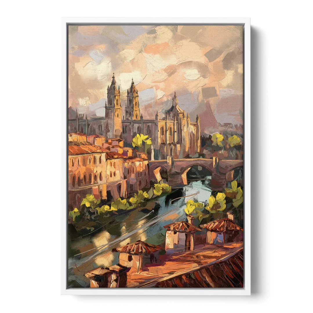 Toledo Historic Downtown Front - White Canvas Wall Art