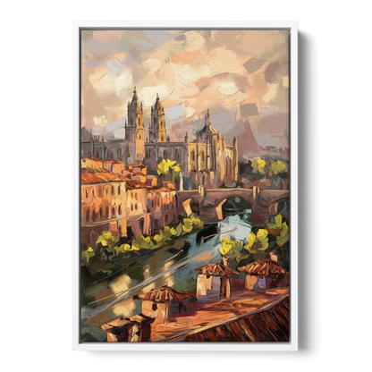 Toledo Historic Downtown Front - White Canvas Wall Art