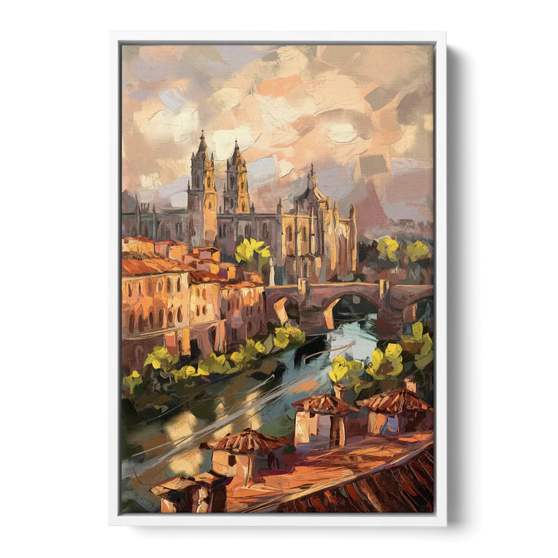 Toledo Historic Downtown Front - White Canvas Wall Art