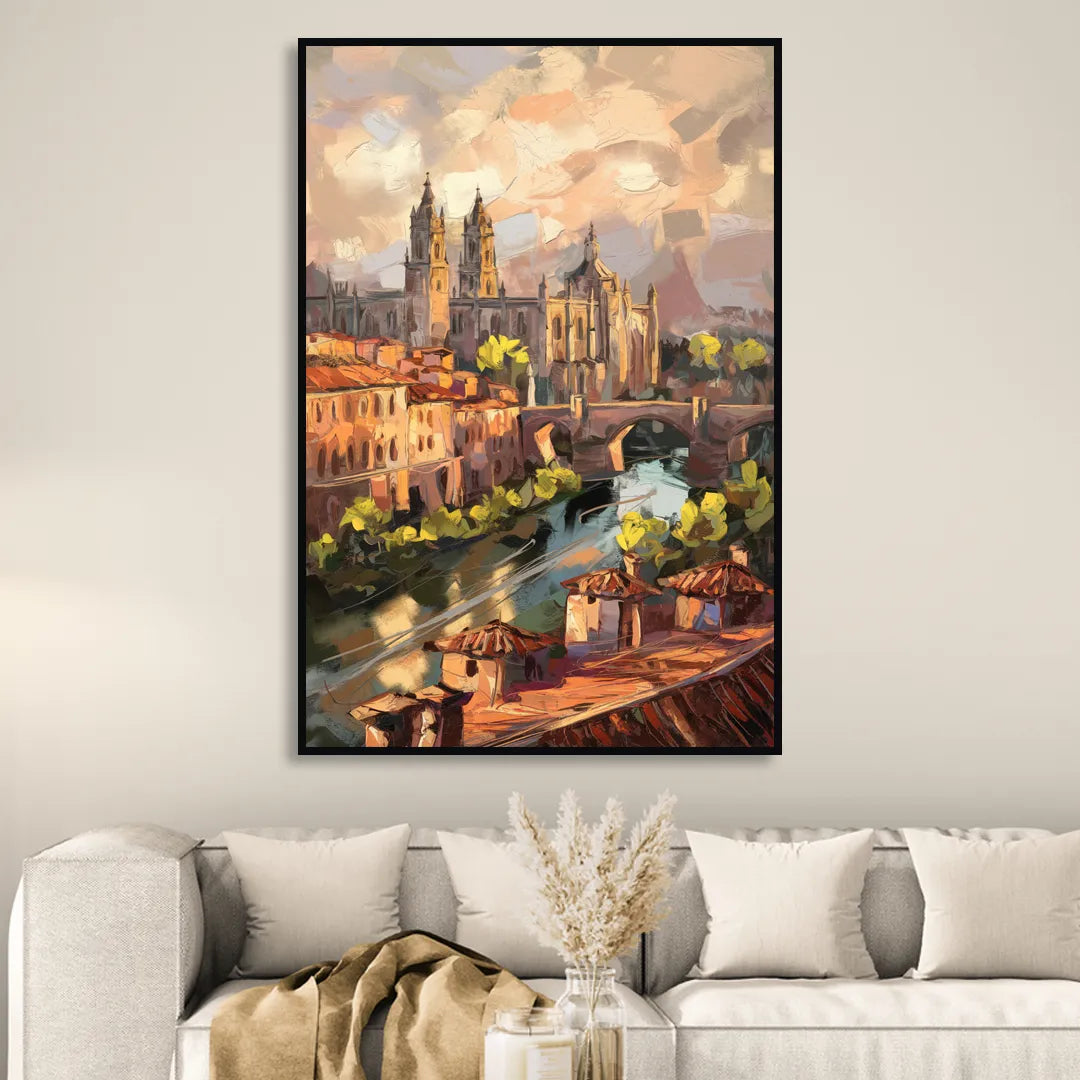 Toledo Historic Downtown Living Room - Black Canvas Wall Art