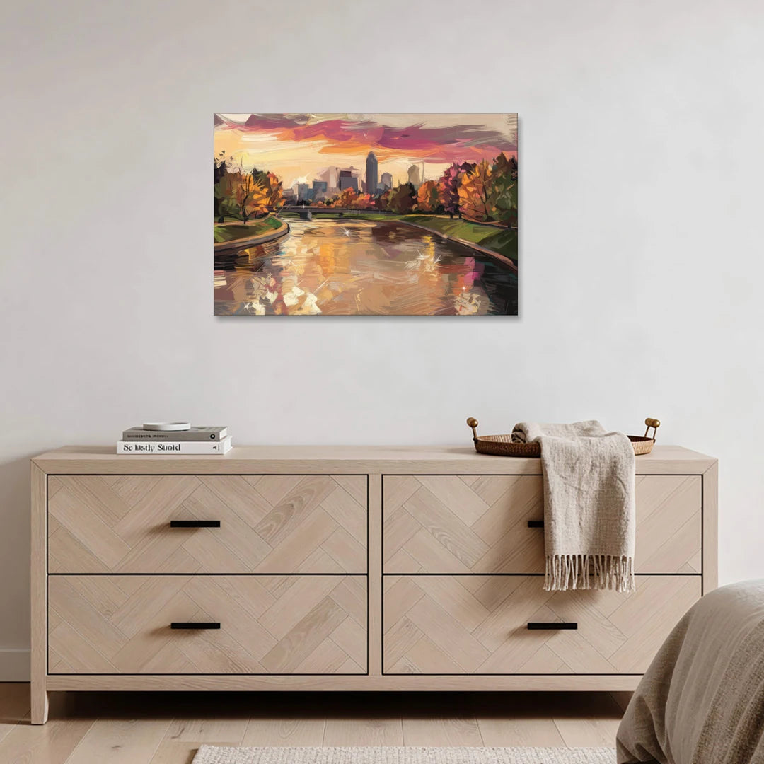 Toledo Maumee River Sunset - Canvas Wall Art - Coffee Table - 36x24