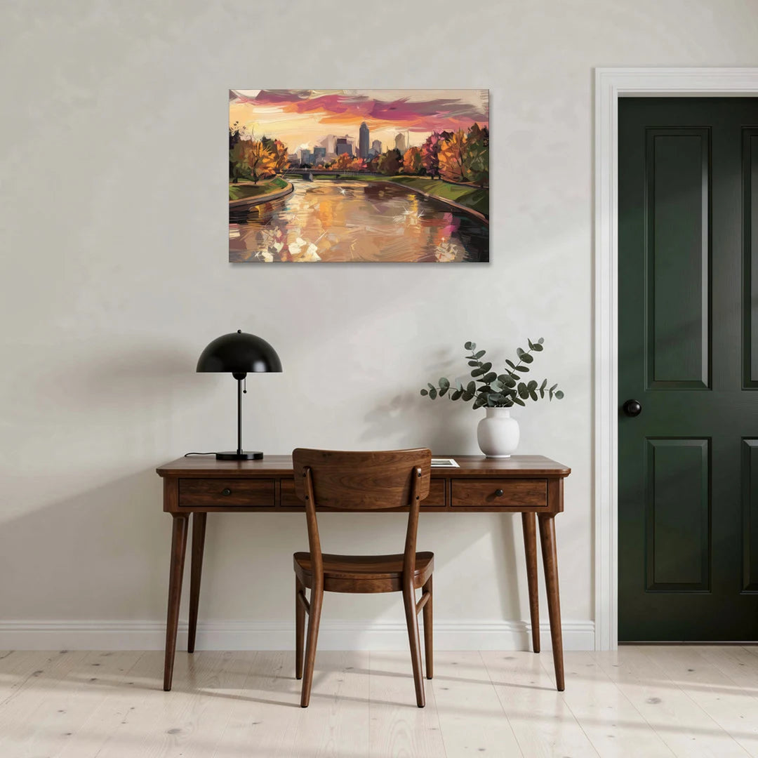 Toledo Maumee River Sunset - Canvas Wall Art - Office - 36x24