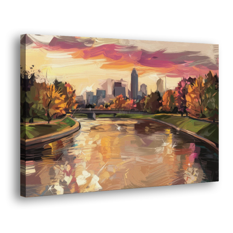Toledo Maumee River Sunset - Canvas Wall Art - Side
