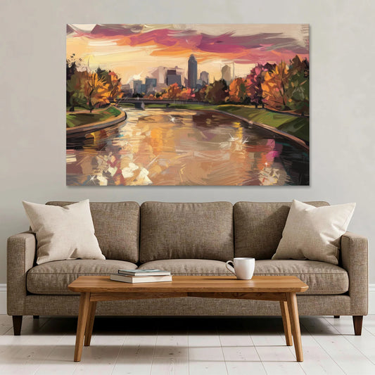 Toledo Maumee River Sunset - Canvas Wall Art - Sofa - 60x40