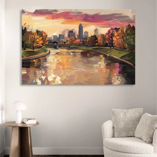 Toledo Maumee River Sunset Living Room - Canvas Wall Art