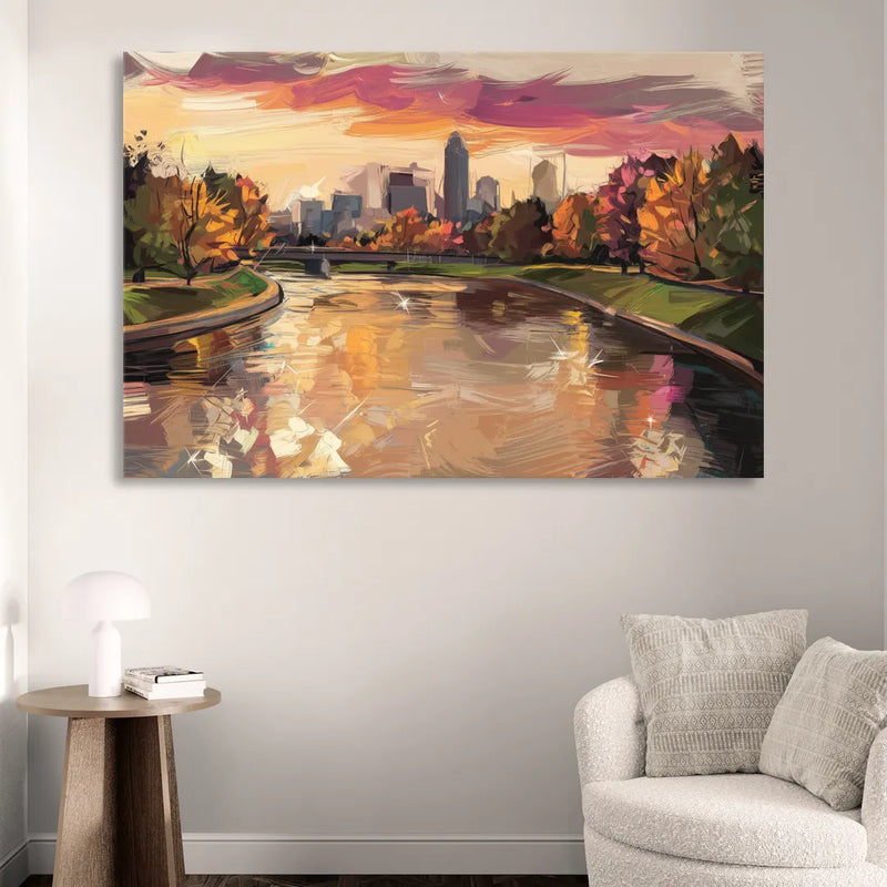 Toledo Maumee River Sunset Living Room - Canvas Wall Art
