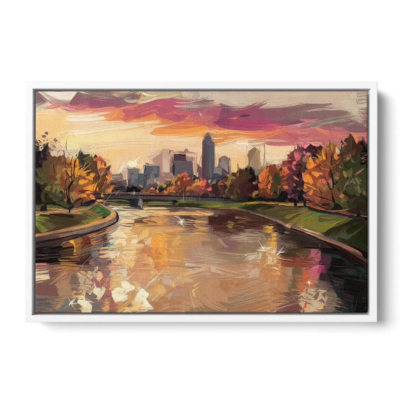 Toledo Maumee River Sunset Front - White Canvas Wall Art
