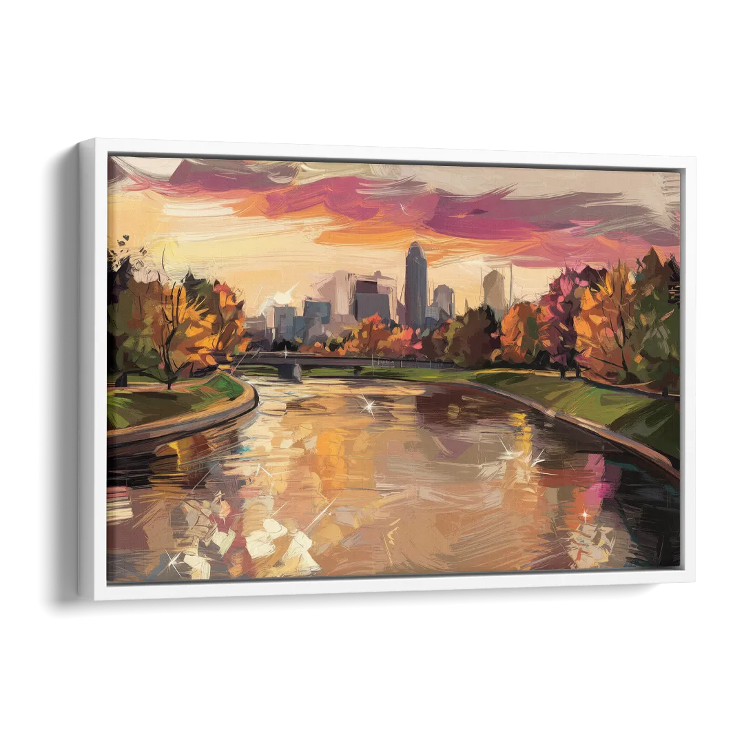 Toledo Maumee River Sunset Side - White Canvas Wall Art