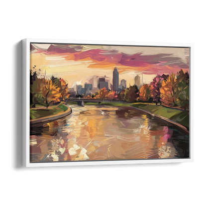 Toledo Maumee River Sunset Side - White Canvas Wall Art