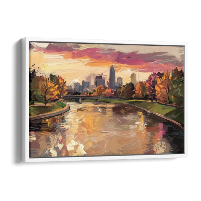 Toledo Maumee River Sunset Side - White Canvas Wall Art