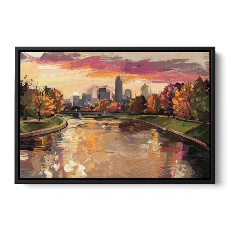 Toledo Maumee River Sunset Front - Black Canvas Wall Art