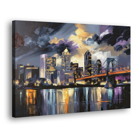 Toledo Nighttime Skyline - Canvas Wall Art - Side
