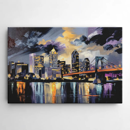 Toledo Nighttime Skyline - Canvas Wall Art