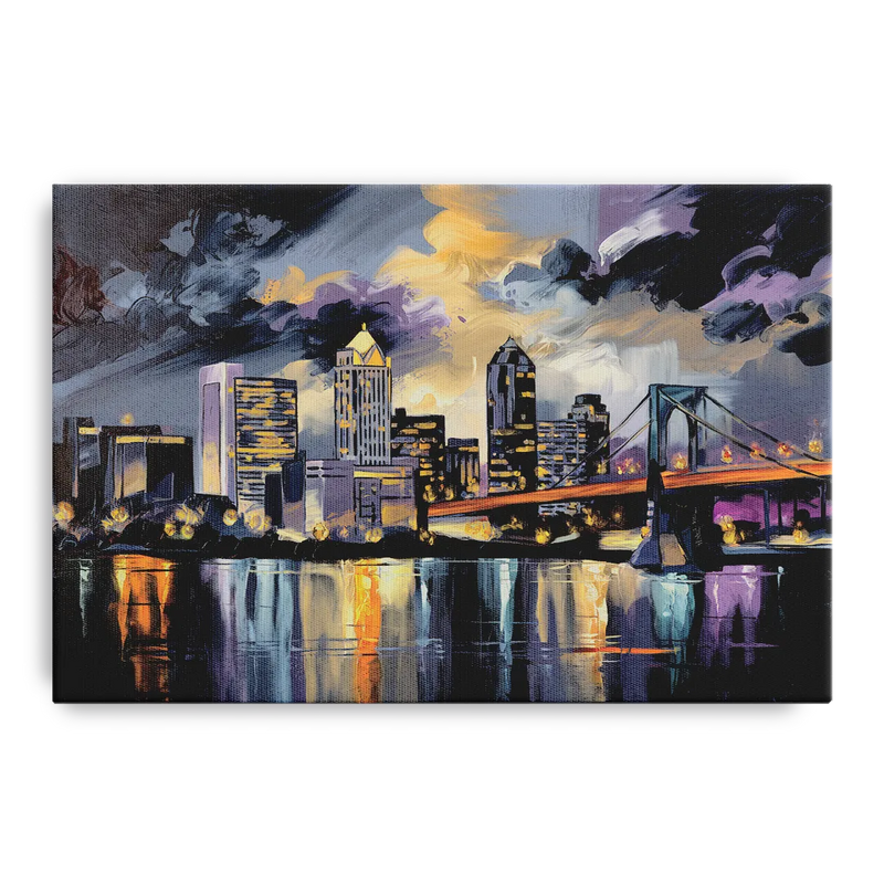 Toledo Nighttime Skyline Front - Canvas Wall Art