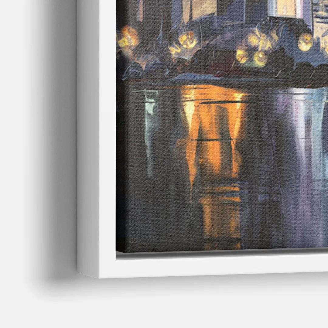 Toledo Nighttime Skyline - Close-Up White Frame Canvas