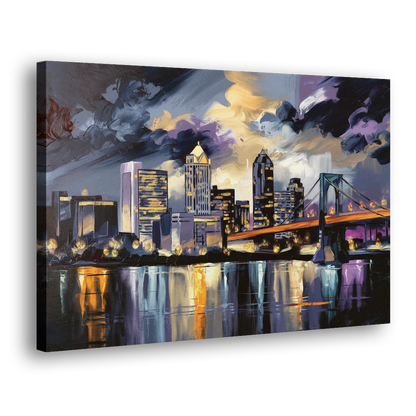 Toledo Nighttime Skyline Side - Canvas Wall Art
