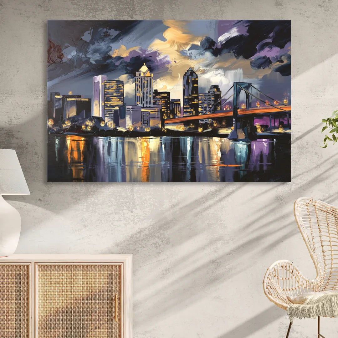 Toledo Nighttime Skyline Sitting Room - Canvas Wall Art