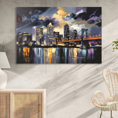 Toledo Nighttime Skyline Sitting Room - Canvas Wall Art