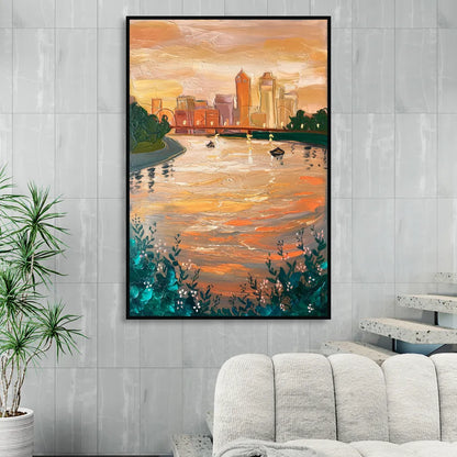 Toledo Ohio Riverfront Sitting Room - Black Canvas Wall Art