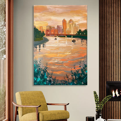 Toledo Ohio Riverfront Sitting Room - Canvas Wall Art