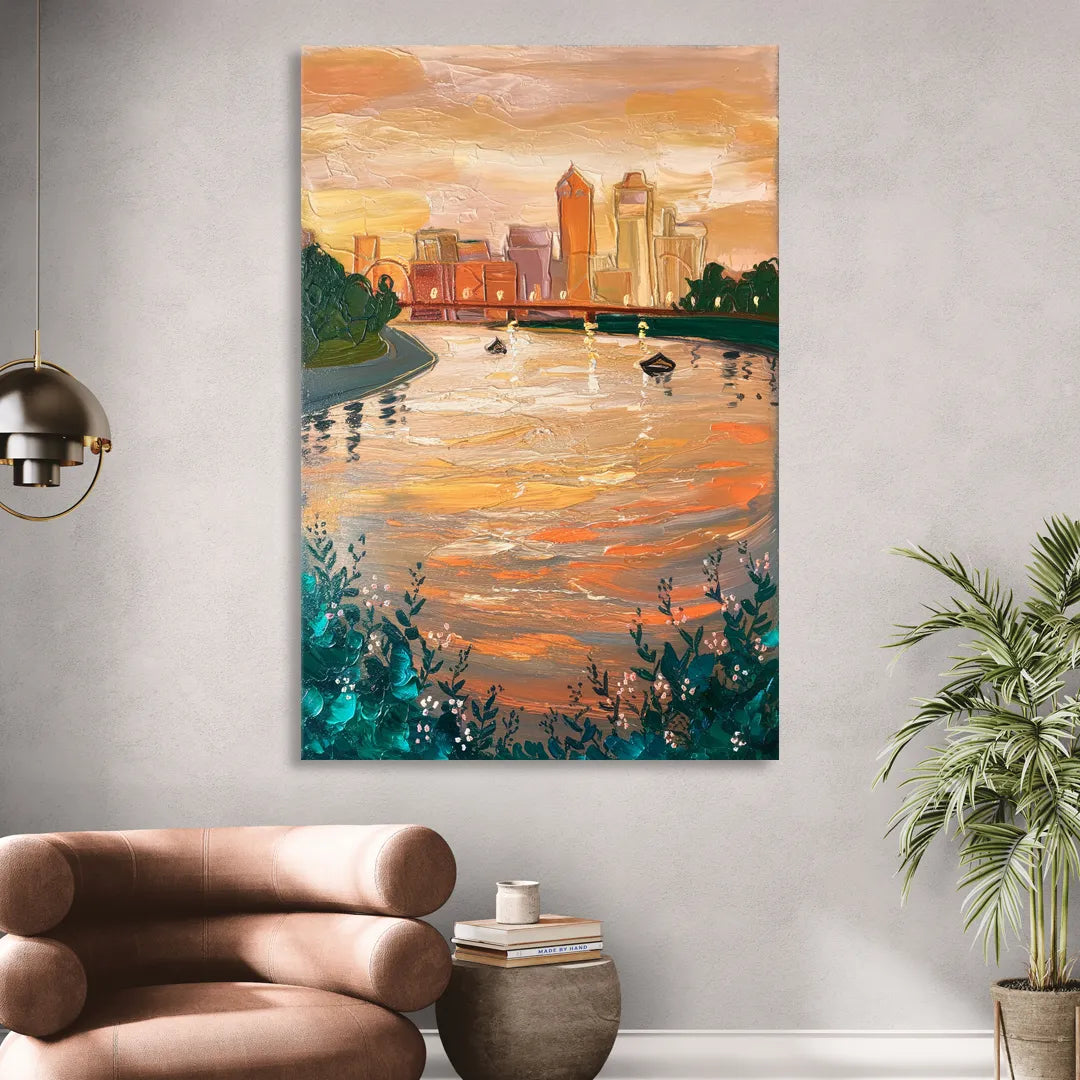 Toledo Ohio Riverfront Living Room - Canvas Wall Art
