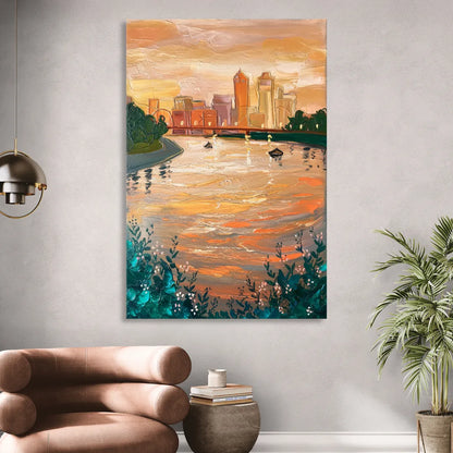 Toledo Ohio Riverfront Living Room - Canvas Wall Art
