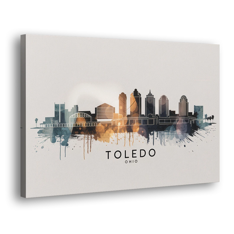 Toledo Skyline Panorama - Canvas Wall Art - Side