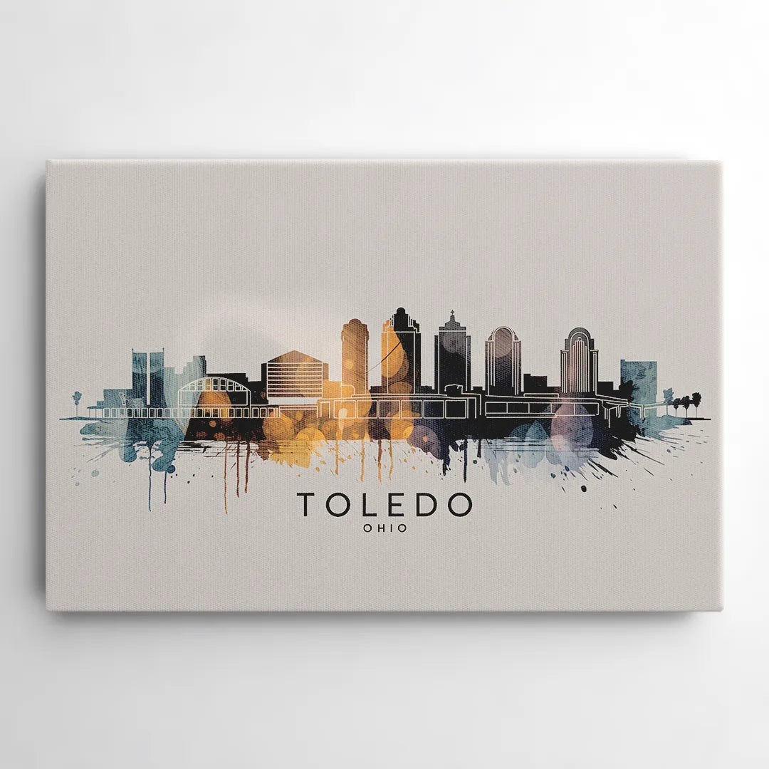 Toledo Skyline Panorama - Canvas Wall Art