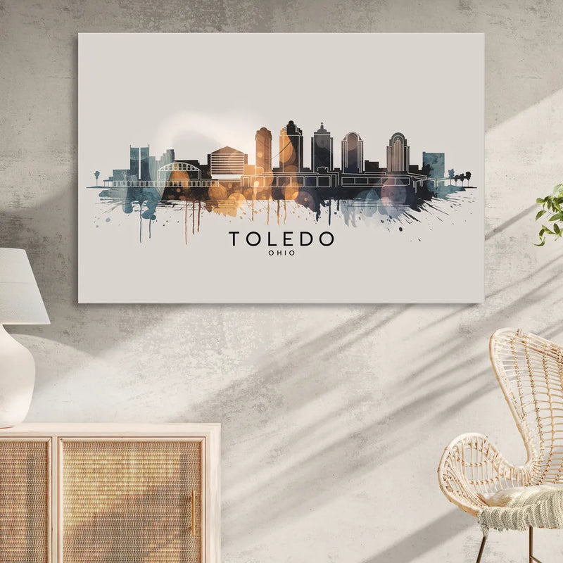 Toledo Skyline Panorama Living Room - Canvas Wall Art