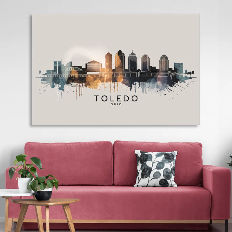 Toledo Skyline Panorama Sitting Room - Canvas Wall Art