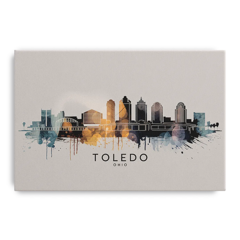 Toledo Skyline Panorama Front - Canvas Wall Art