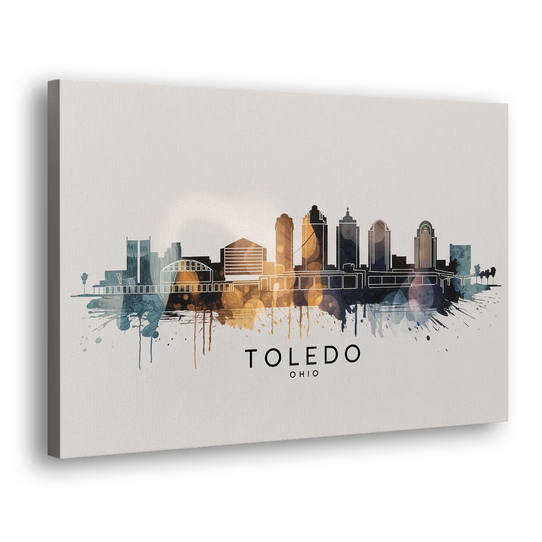 Toledo Skyline Panorama Side - Canvas Wall Art