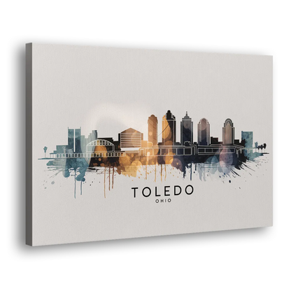 Toledo Skyline Panorama Side - Canvas Wall Art