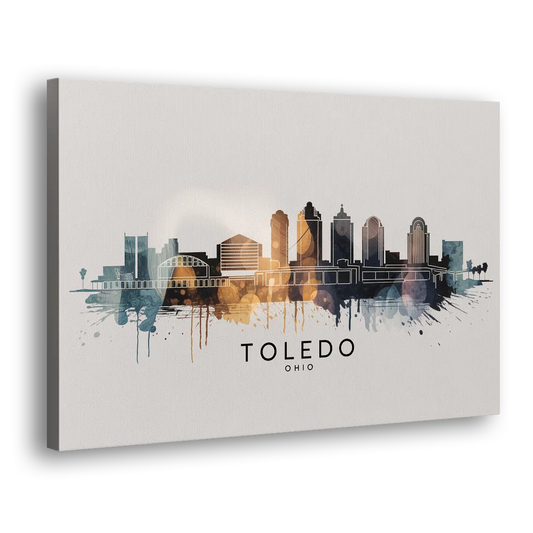 Toledo Skyline Panorama Side - Canvas Wall Art
