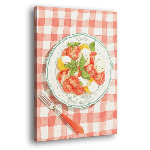 Tomato Painting of a Caprese Salad - Canvas Wall Art - Side