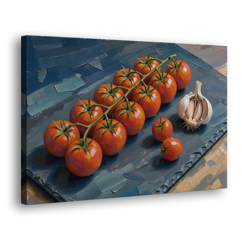 Tomato Painting on a Slate Board - Canvas Wall Art - Side