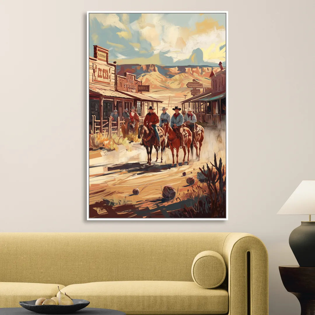 Tombstone Arizona Frontier Sitting Room - White Canvas Wall Art