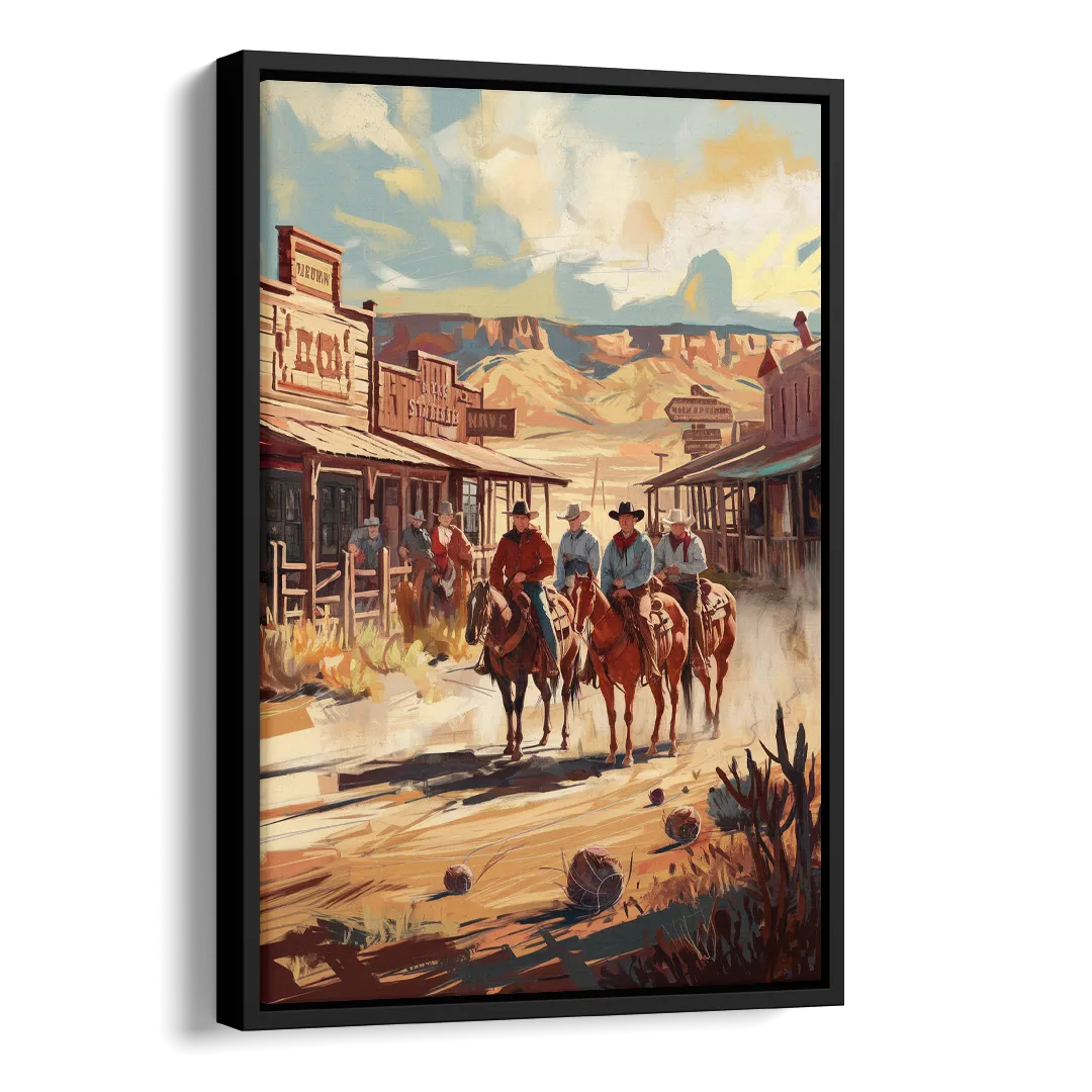 Tombstone Arizona Frontier Side - Black Canvas Wall Art