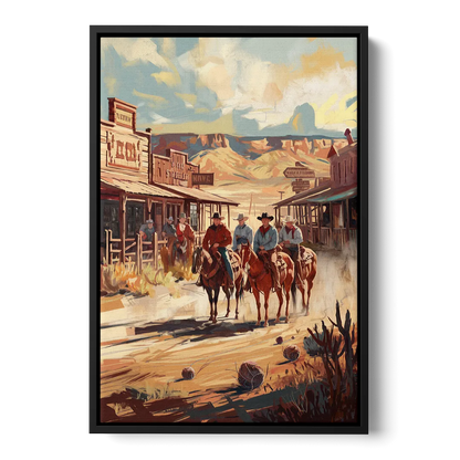 Tombstone Arizona Frontier Front - Black Canvas Wall Art
