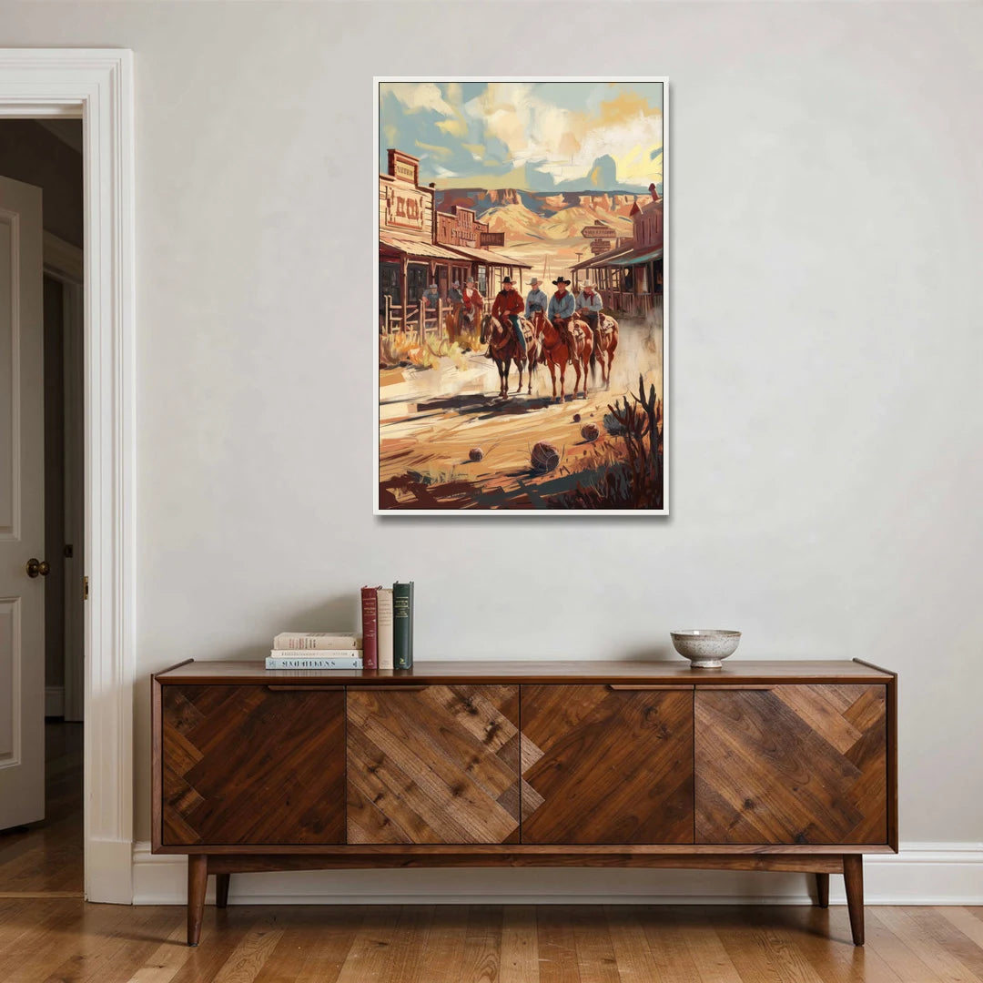 Tombstone Arizona Frontier - White Framed Canvas Wall Art - Coffee Table - 32x48
