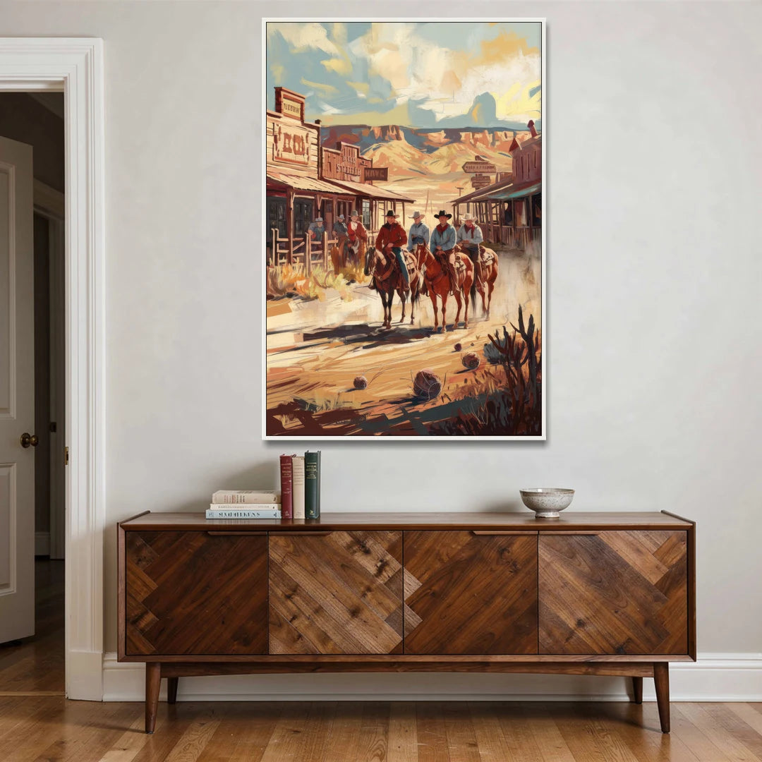 Tombstone Arizona Frontier - White Framed Canvas Wall Art - Coffee Table - 40x60