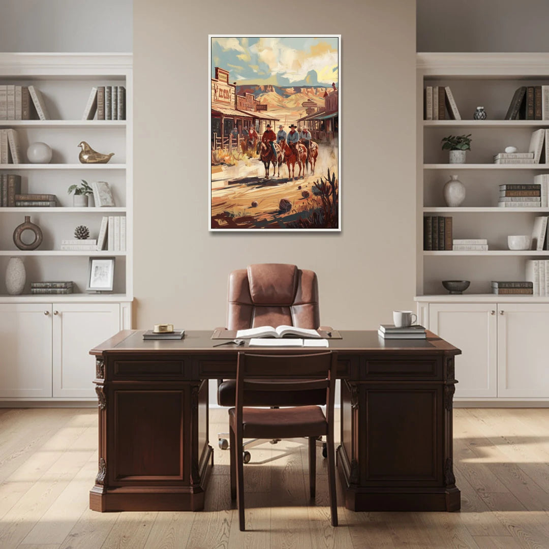Tombstone Arizona Frontier - White Framed Canvas Wall Art - Office - 32x48