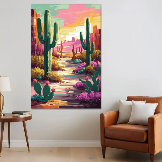 Tombstone Cactus Landscape - Canvas Wall Art - Sofa - 40x60