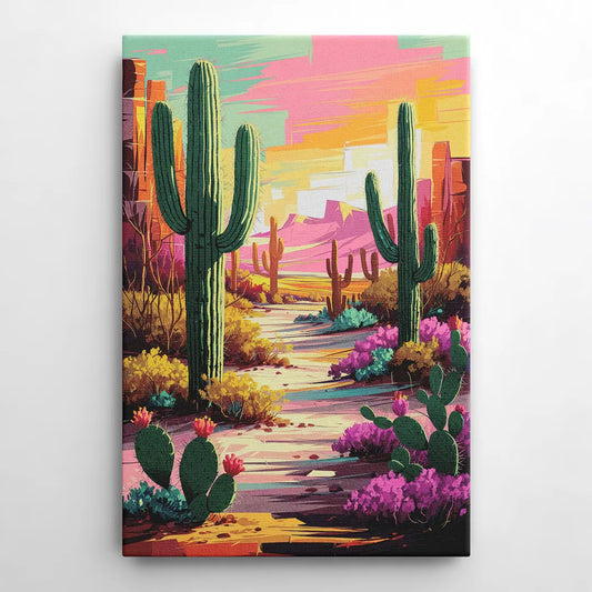 Tombstone Cactus Landscape - Canvas Wall Art