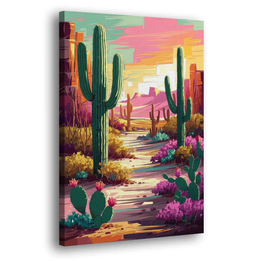 Tombstone Cactus Landscape Side - Canvas Wall Art