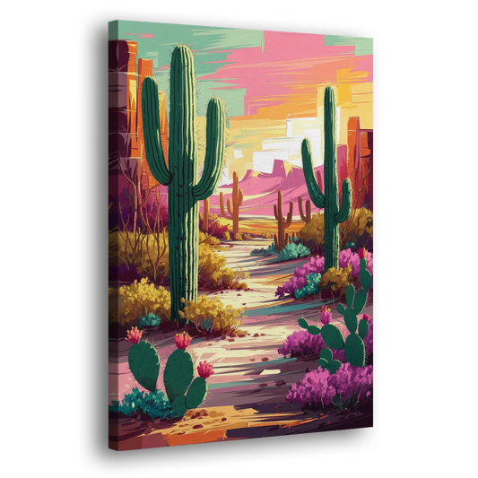 Tombstone Cactus Landscape Side - Canvas Wall Art