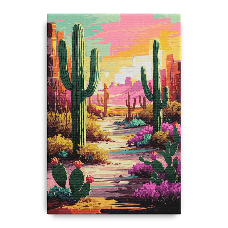 Tombstone Cactus Landscape Front - Canvas Wall Art