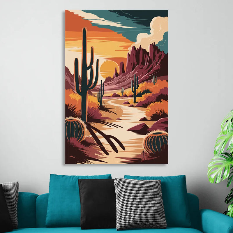 Tombstone Desert Sunset Sitting Room - Canvas Wall Art