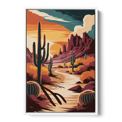 Tombstone Desert Sunset Front - White Canvas Wall Art
